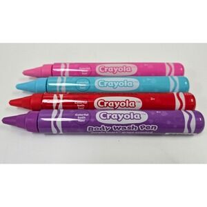 Crayola Body Wash Pen Set Kids Bath Time Fun Colorful Grape Jazzberry Pink Berry